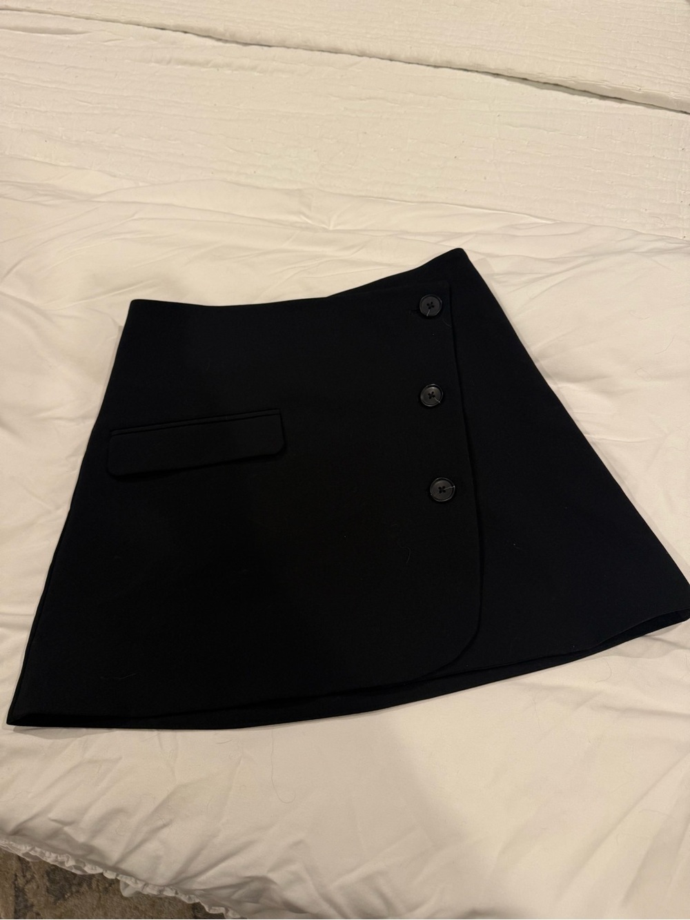 a new day Black Button-Front A-Line Mini Skirt with Flap Pocket